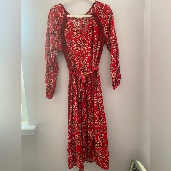 Red Floral Boho MIDI Dress - Picture 4 of 14